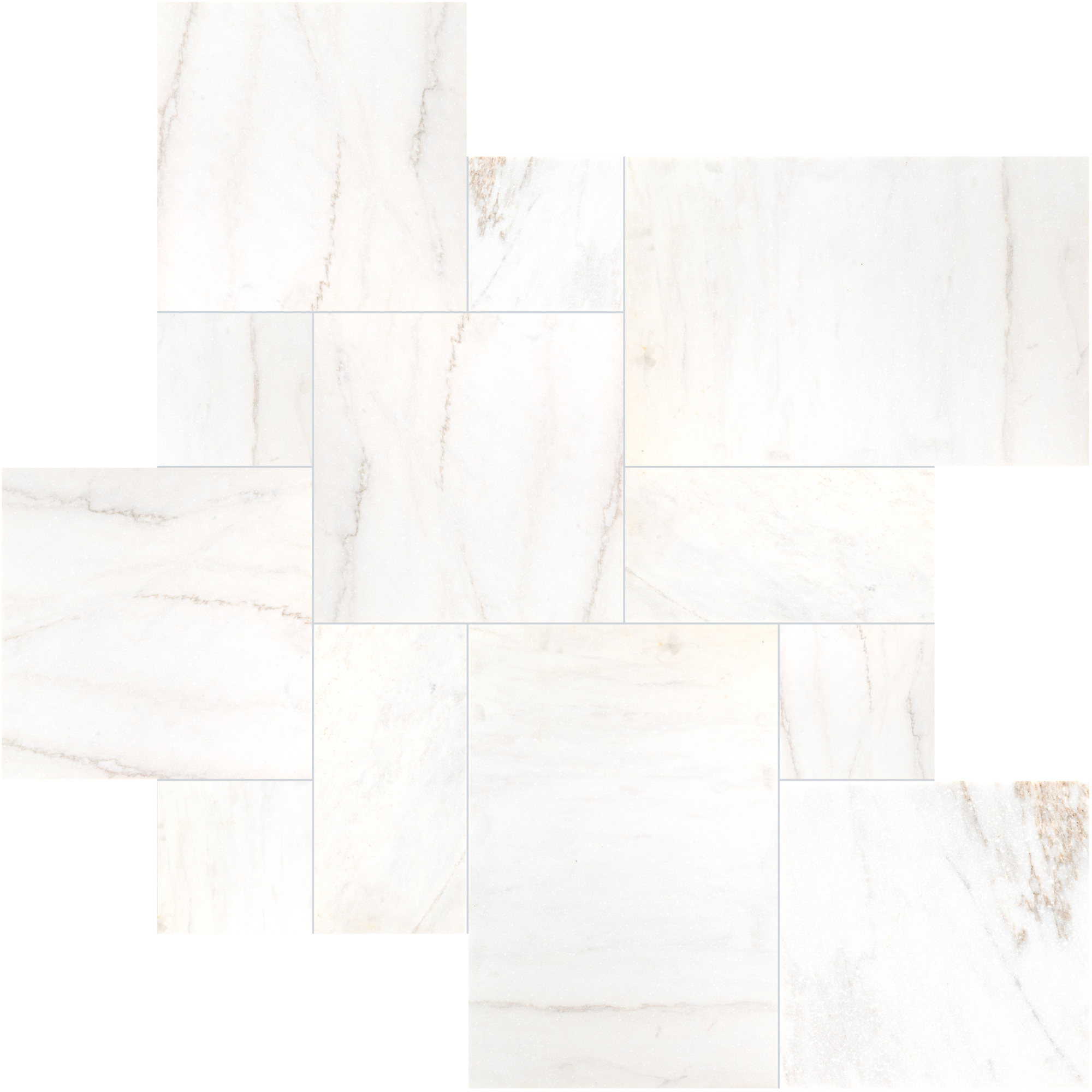 Ackland Celestine Snow Marble Sandblast Paver Kit — 16 Sq. Ft., Rectangle and Square Tiles, Model# NTE-LSC-140